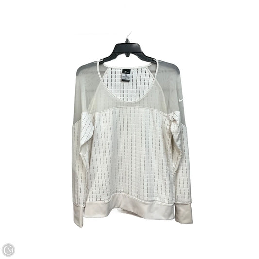 Athletic Top Long Sleeve Collar By Nike Apparel In Cream, Size: M