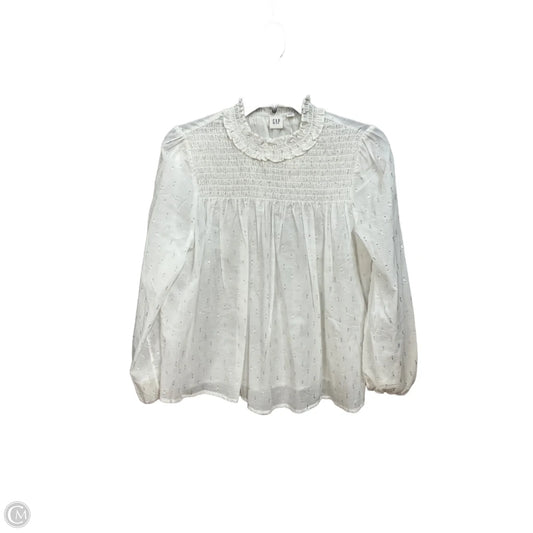 Top Long Sleeve By Gap In Silver & White, Size: S
