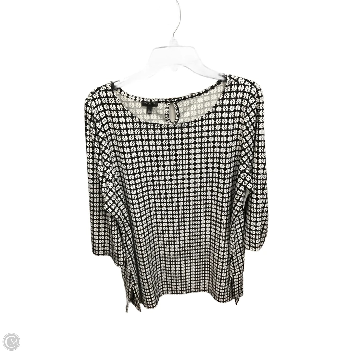 Top 3/4 Sleeve By Talbots In Black & White, Size: 1x