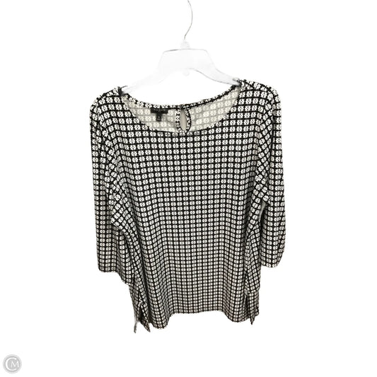 Top 3/4 Sleeve By Talbots In Black & White, Size: 1x