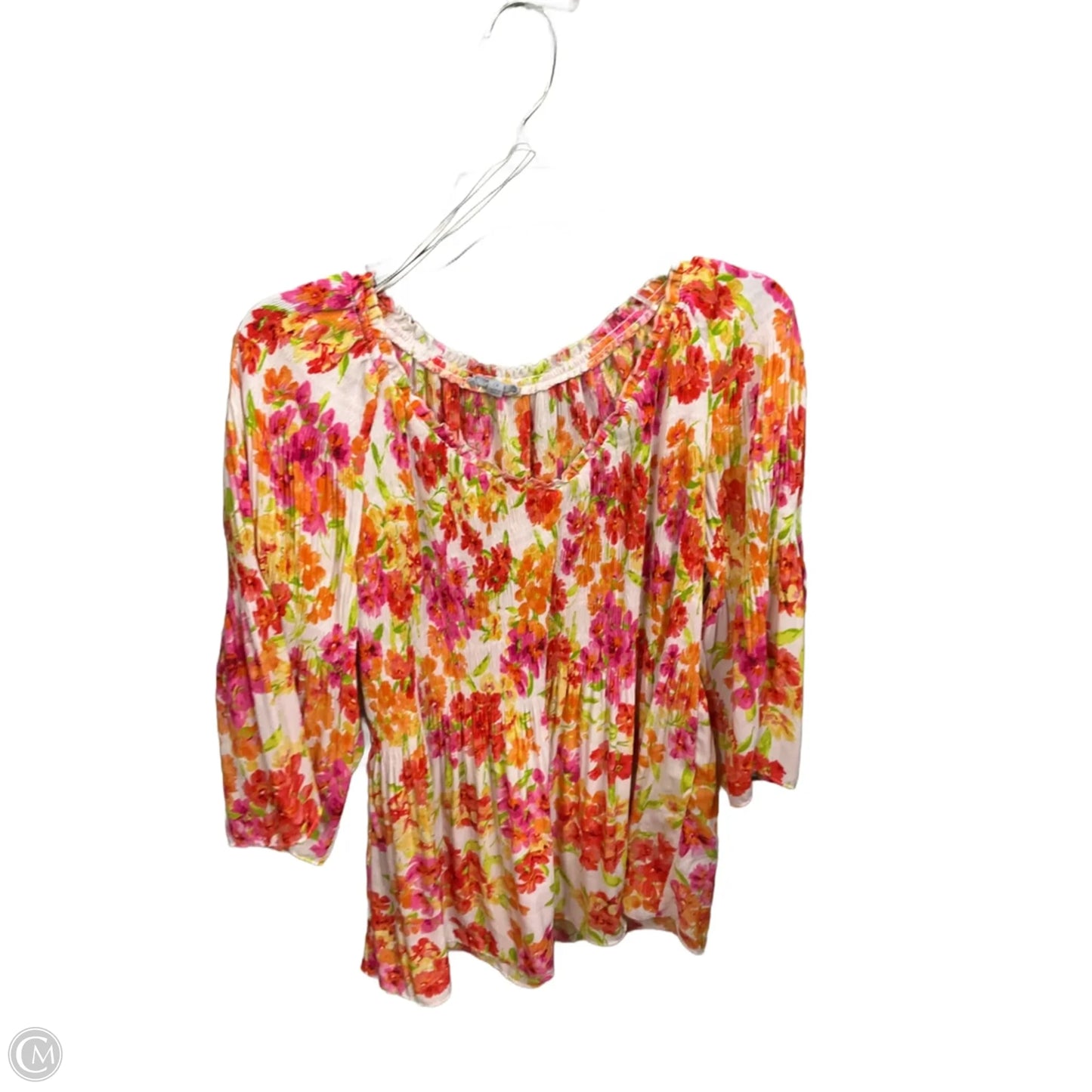 Top 3/4 Sleeve By Clothes Mentor In Floral Print, Size: 1x