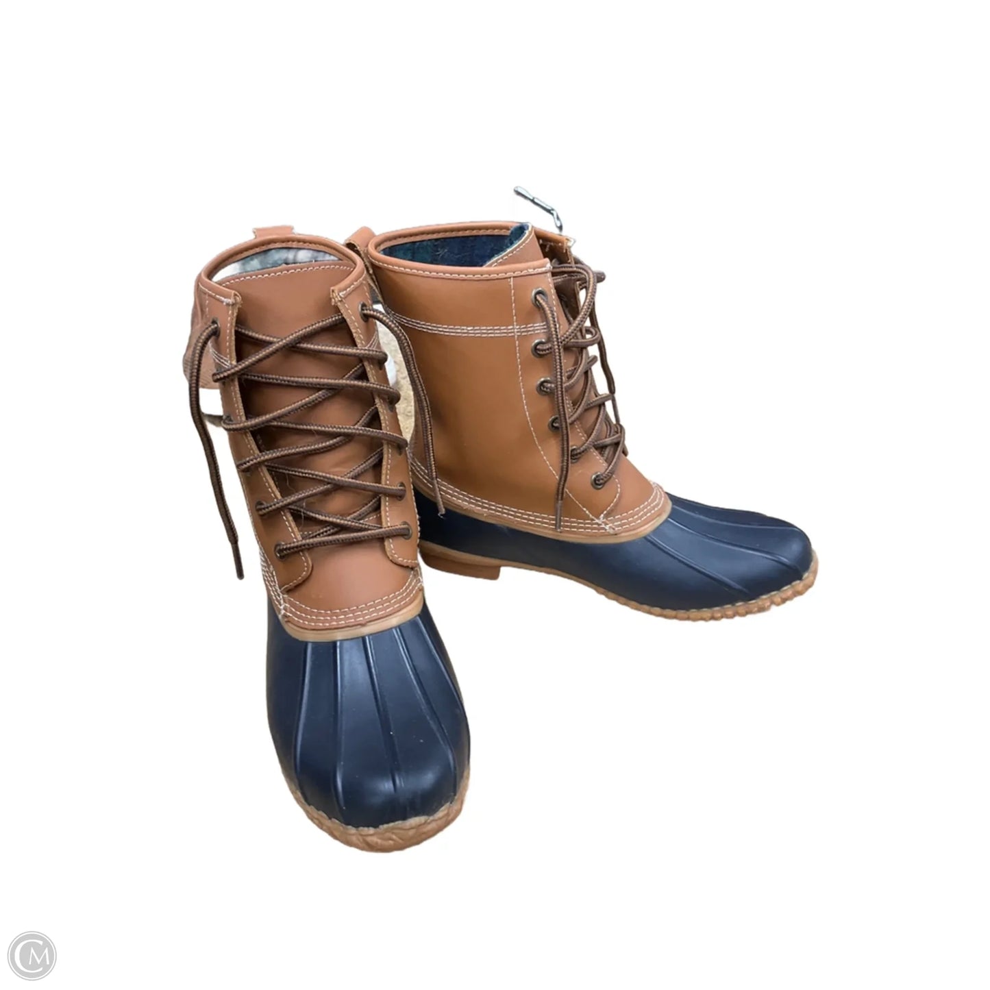 Boots Rain By Lands End In Blue & Brown, Size: 7.5