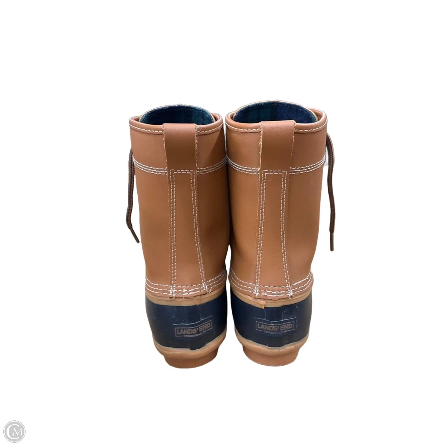 Boots Rain By Lands End In Blue & Brown, Size: 7.5