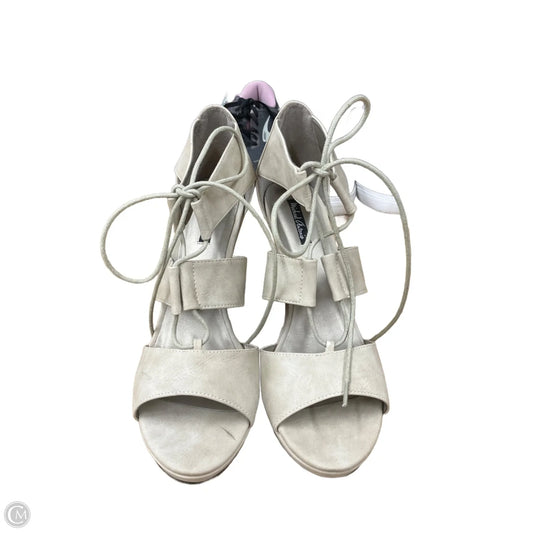 Sandals Heels Wedge By Michael Antonio In Beige, Size: 10