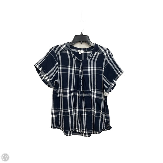 Top Short Sleeve By Lucky Brand In Plaid Pattern, Size: M