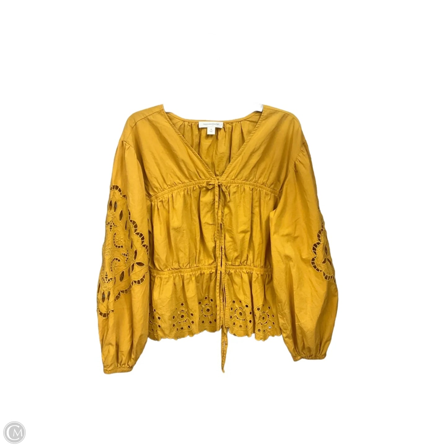 Blouse Long Sleeve By Treasure And Bond In Yellow, Size: M