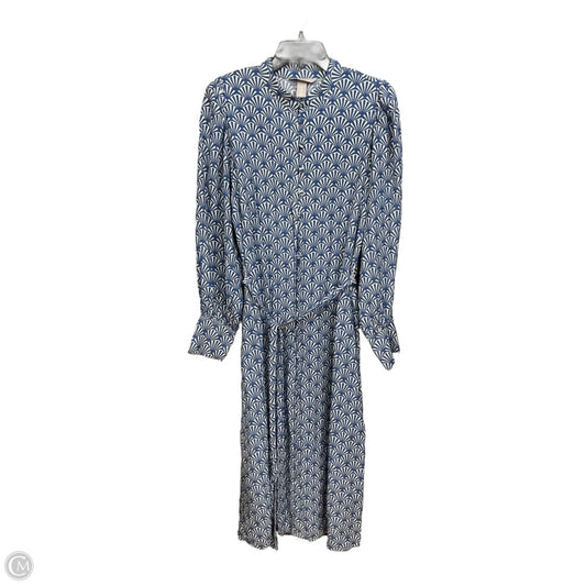 Dress Casual Midi By H&m In Blue & Cream, Size: M