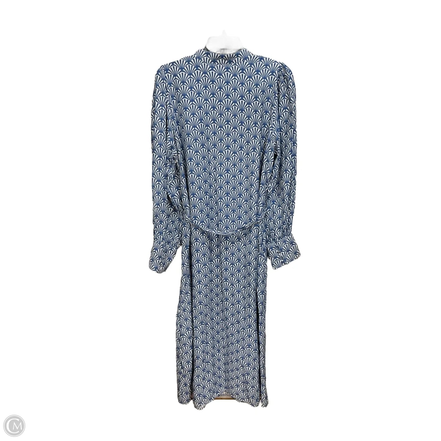 Dress Casual Midi By H&m In Blue & Cream, Size: M