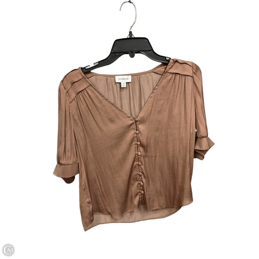 Top Short Sleeve By Evereve In Taupe, Size: Xs