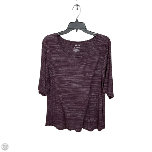 Top Short Sleeve By Apt 9 In Purple & White, Size: Xl