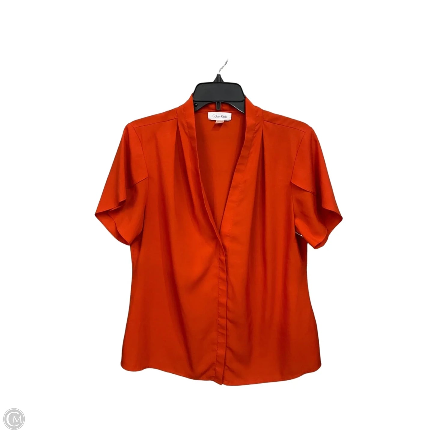 Blouse Long Sleeve By Calvin Klein In Orange, Size: L