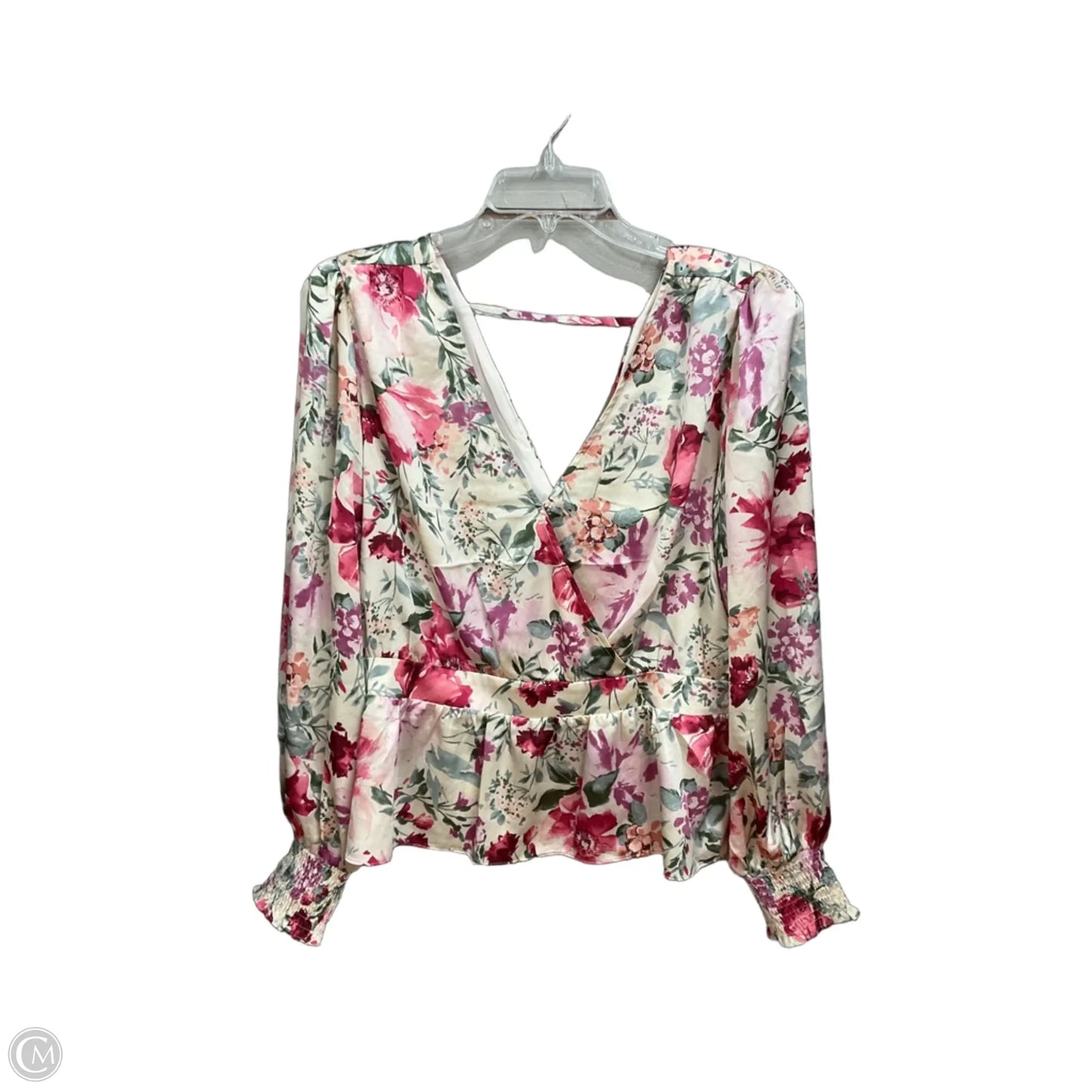 Blouse Long Sleeve By Express In Floral Print, Size: Xl