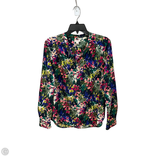 Blouse Long Sleeve By J. Crew In Floral Print, Size: M