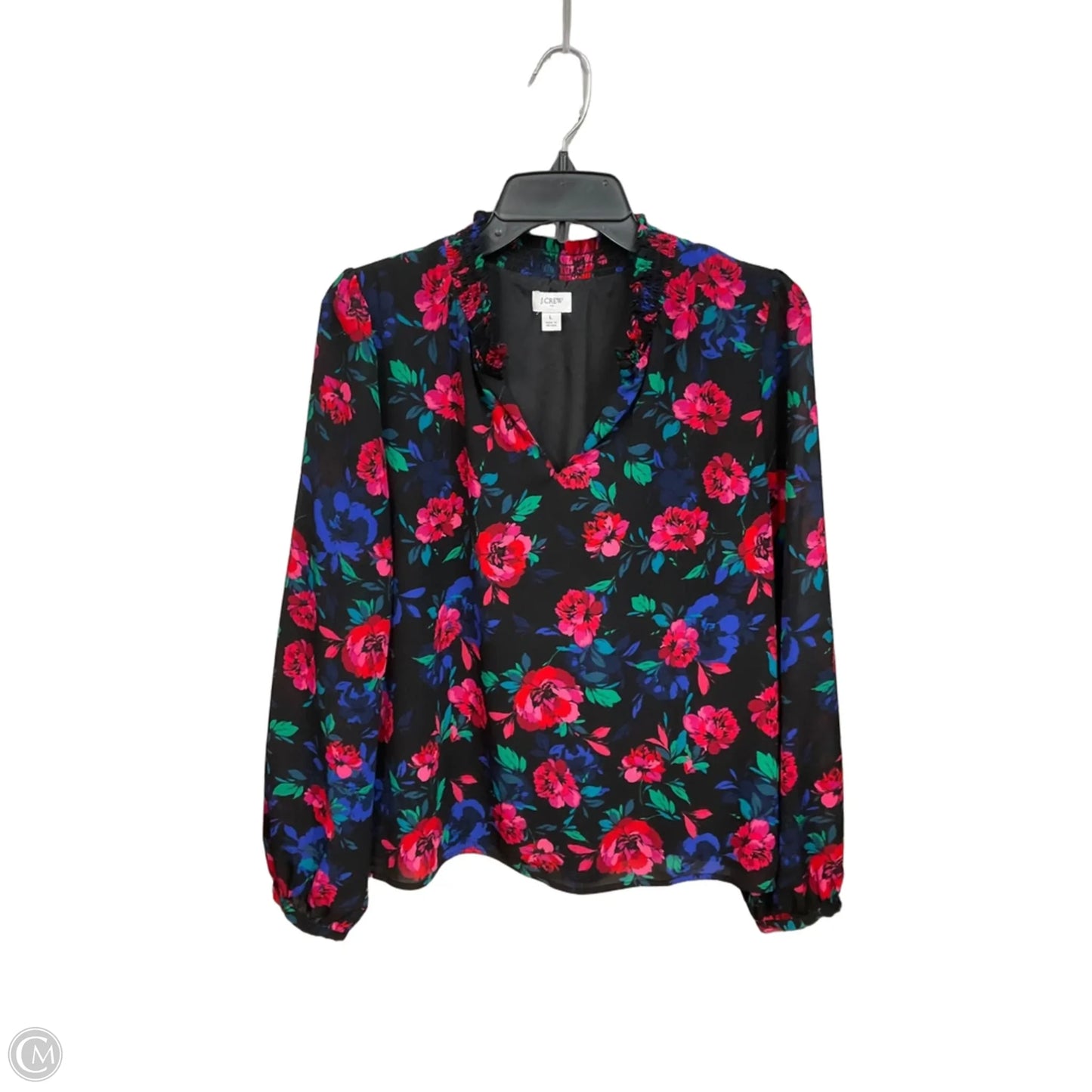 Blouse Long Sleeve By J. Crew In Floral Print, Size: L