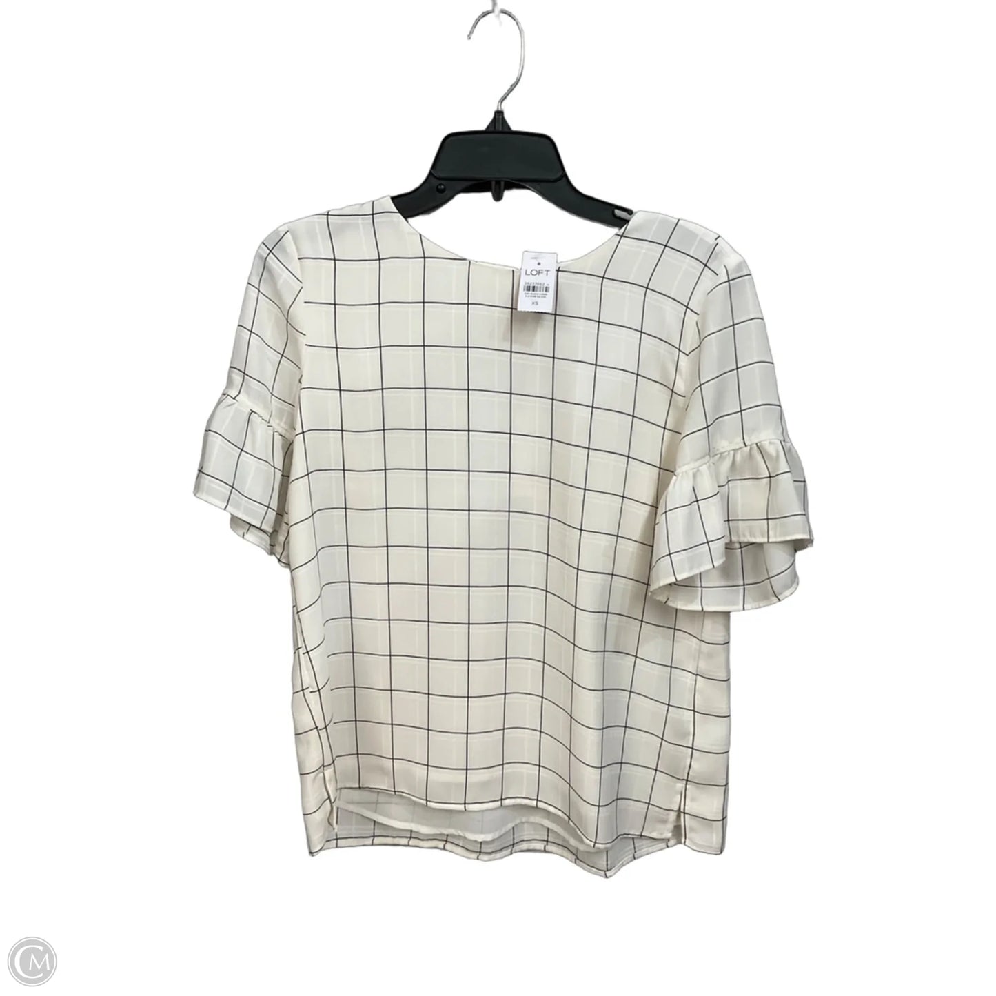 Top Short Sleeve By Loft In Black & Cream, Size: Xs
