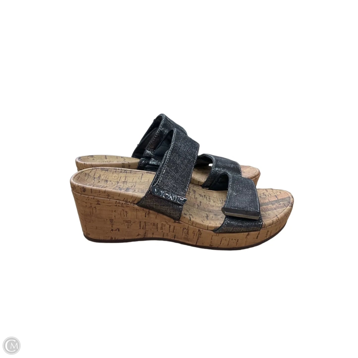 Sandals Heels Wedge By Vionic In Silver & Tan, Size: 8