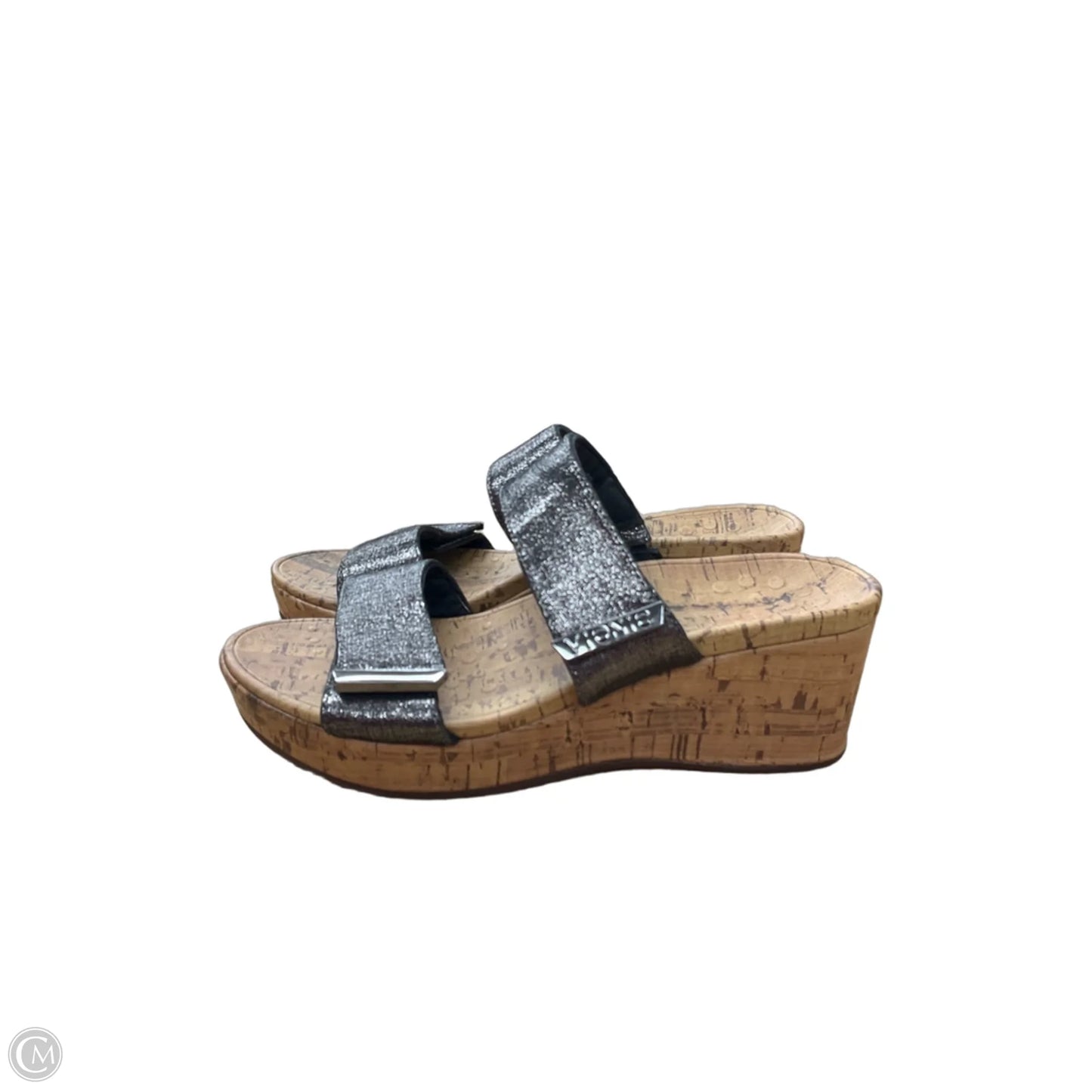 Sandals Heels Wedge By Vionic In Silver & Tan, Size: 8