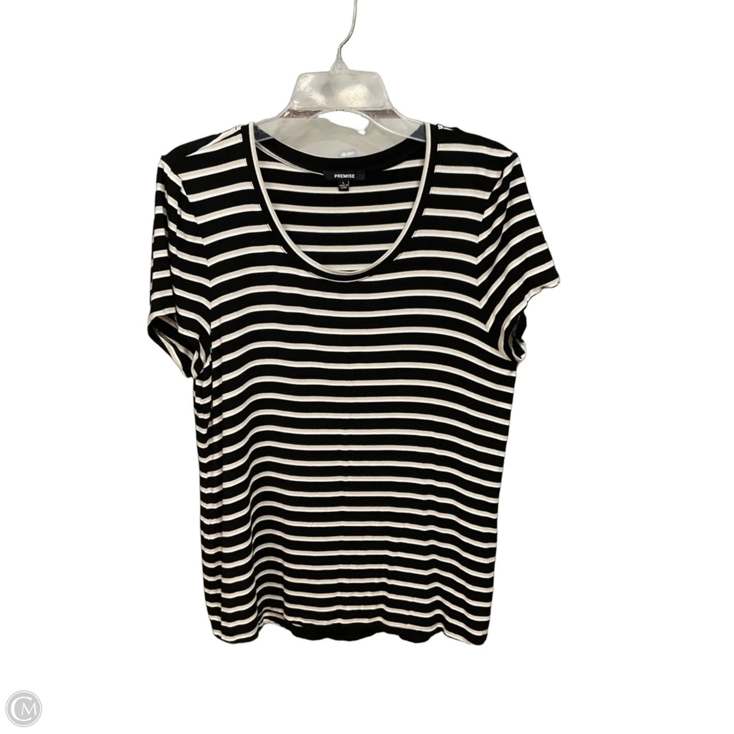 Top Short Sleeve By Premise In Striped Pattern, Size: L