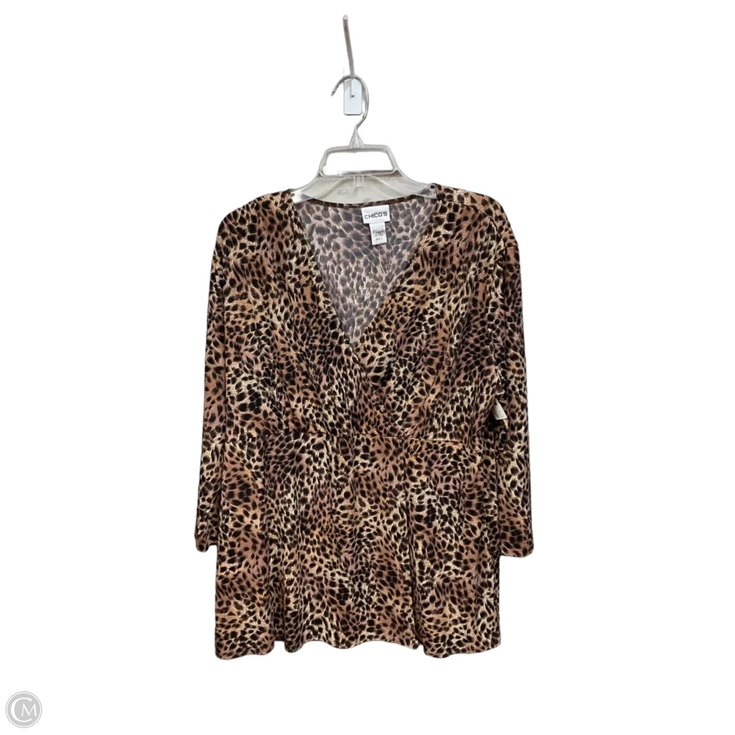 Top 3/4 Sleeve By Chicos In Animal Print, Size: Xl