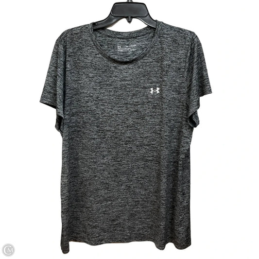 Athletic Top Short Sleeve By Under Armour In Black & Grey, Size: Xxl