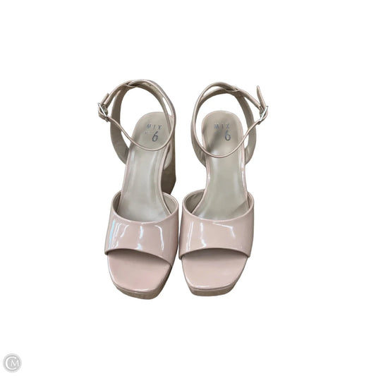Sandals Heels Wedge By Mix No 6 In Tan, Size: 10