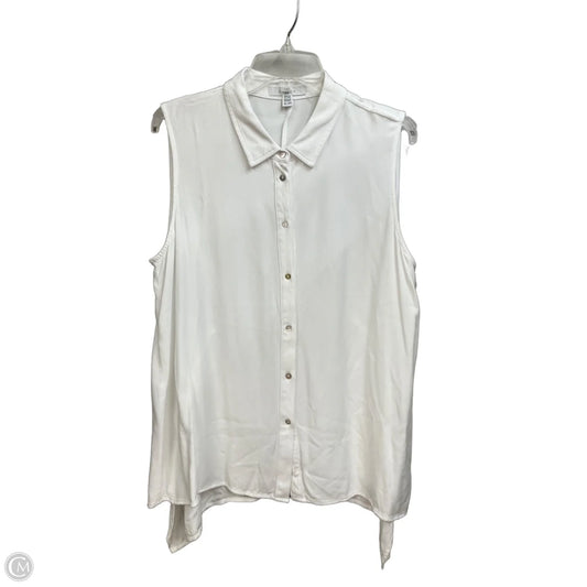 Blouse Sleeveless By Fever In White, Size: Xl
