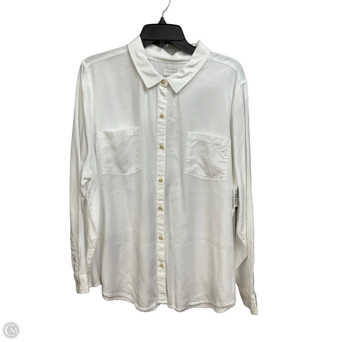 Blouse Long Sleeve By Lucky Brand In White, Size: 2x