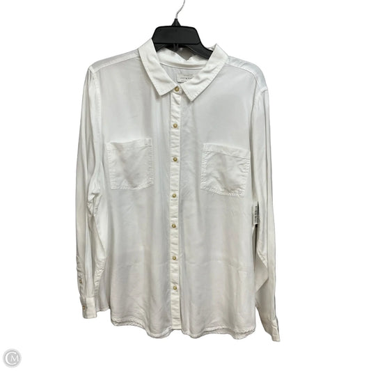 Blouse Long Sleeve By Lucky Brand In White, Size: 2x