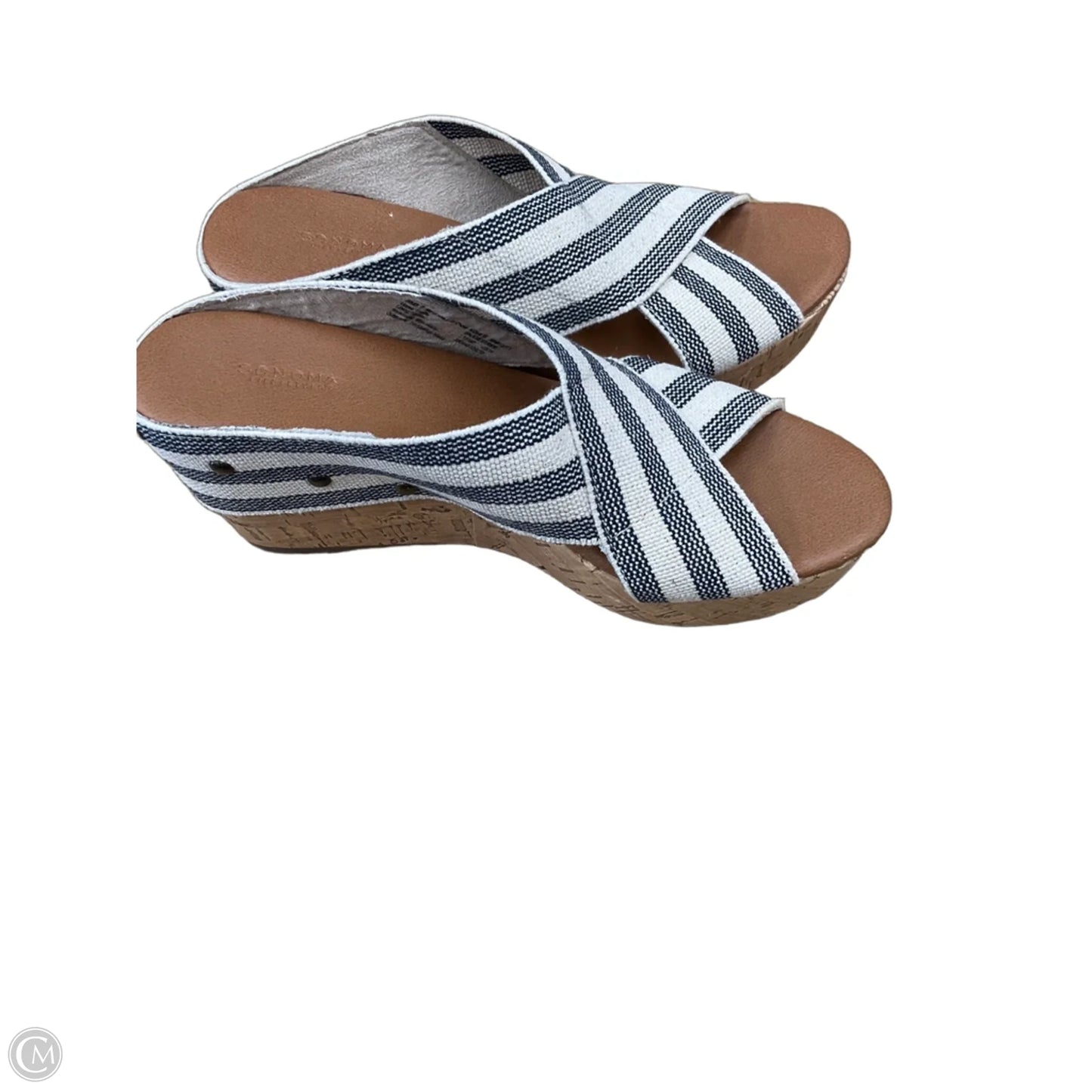 Sandals Heels Wedge By Sonoma In Striped Pattern, Size: 7
