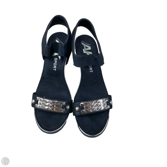 Shoes Heels Wedge By Anne Klein In Black & Gold, Size: 8