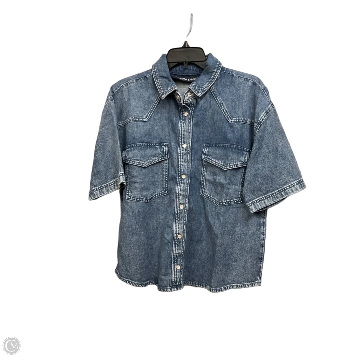 Blouse Short Sleeve By Clothes Mentor In Blue Denim, Size: M