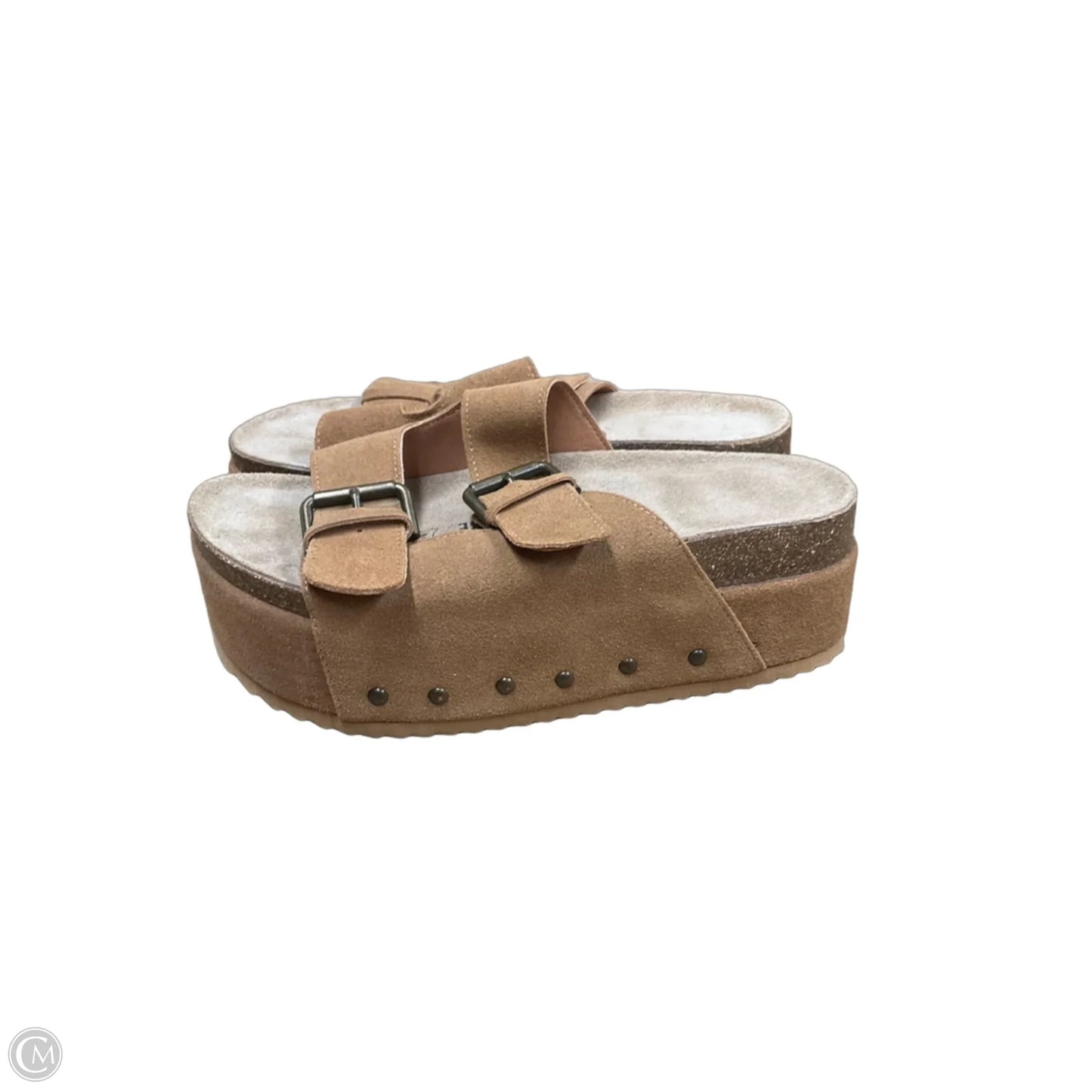 Sandals Heels Platform By Cushionaire In Tan, Size: 6.5