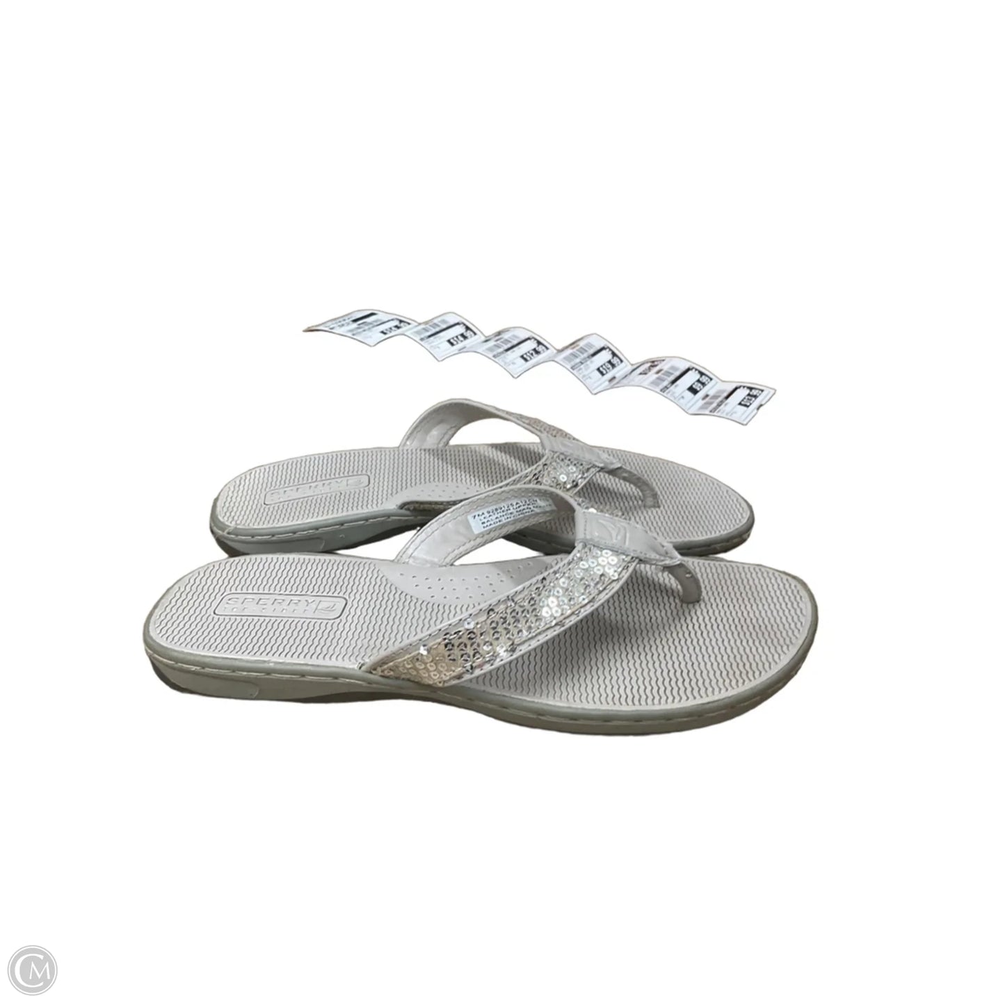 Sandals Flats By Sperry In Grey & Silver, Size: 7