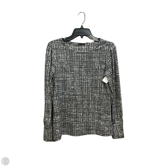 Top Long Sleeve By Tahari In Grey & White, Size: S