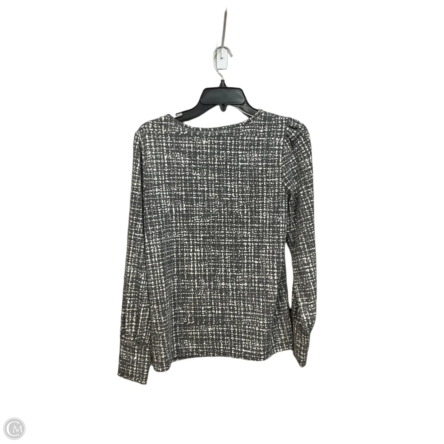 Top Long Sleeve By Tahari In Grey & White, Size: S