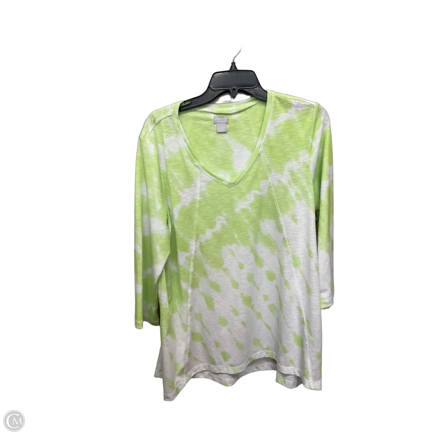 Top 3/4 Sleeve By Chicos In Tie Dye Print, Size: L
