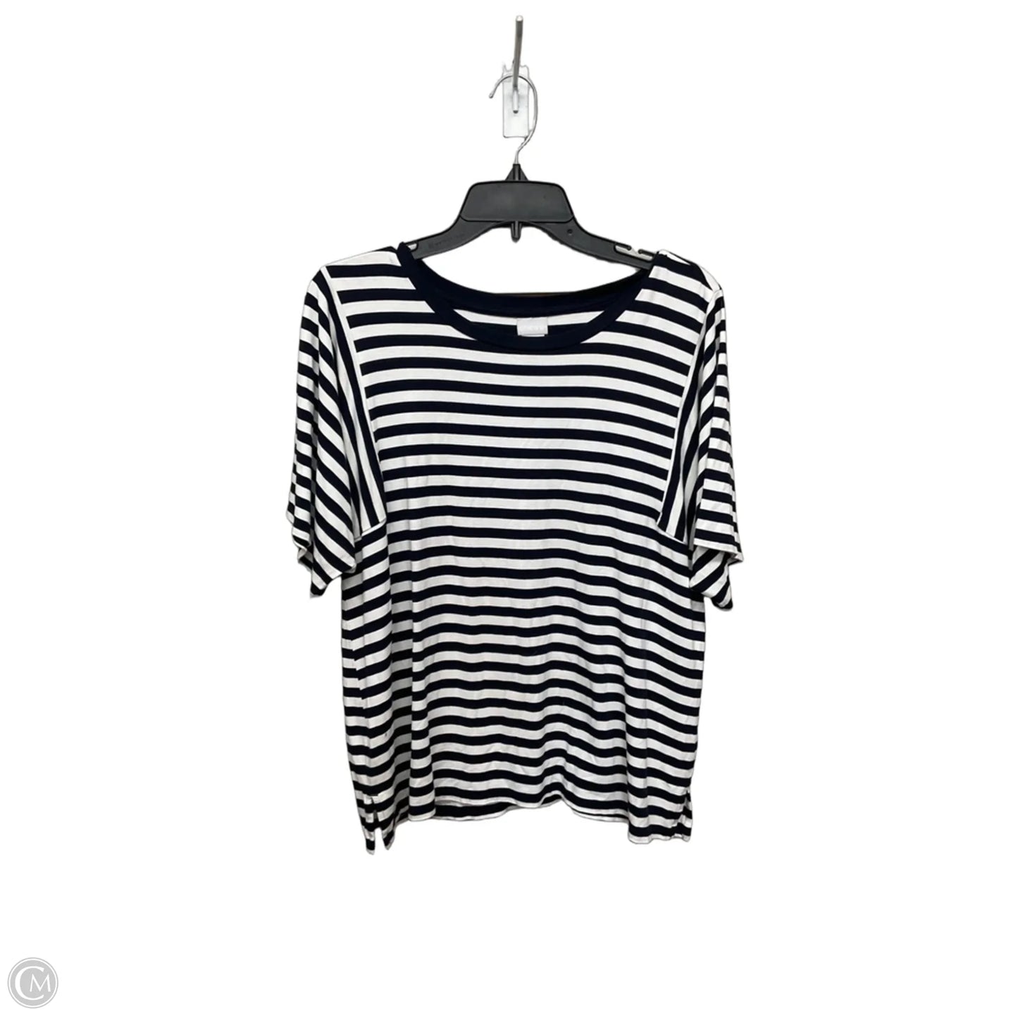 Top Short Sleeve By Chicos In Striped Pattern, Size: L