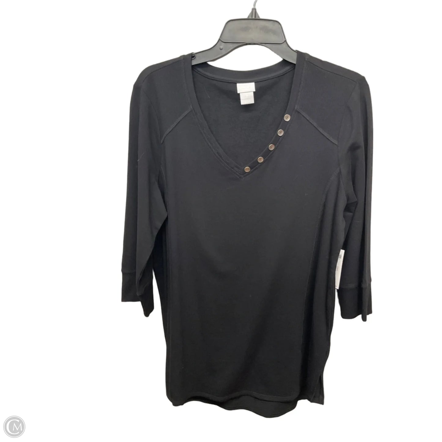 Top 3/4 Sleeve By Chicos In Black, Size: L