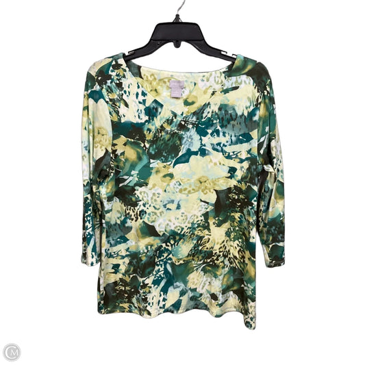 Top 3/4 Sleeve By Chicos In Floral Print, Size: L