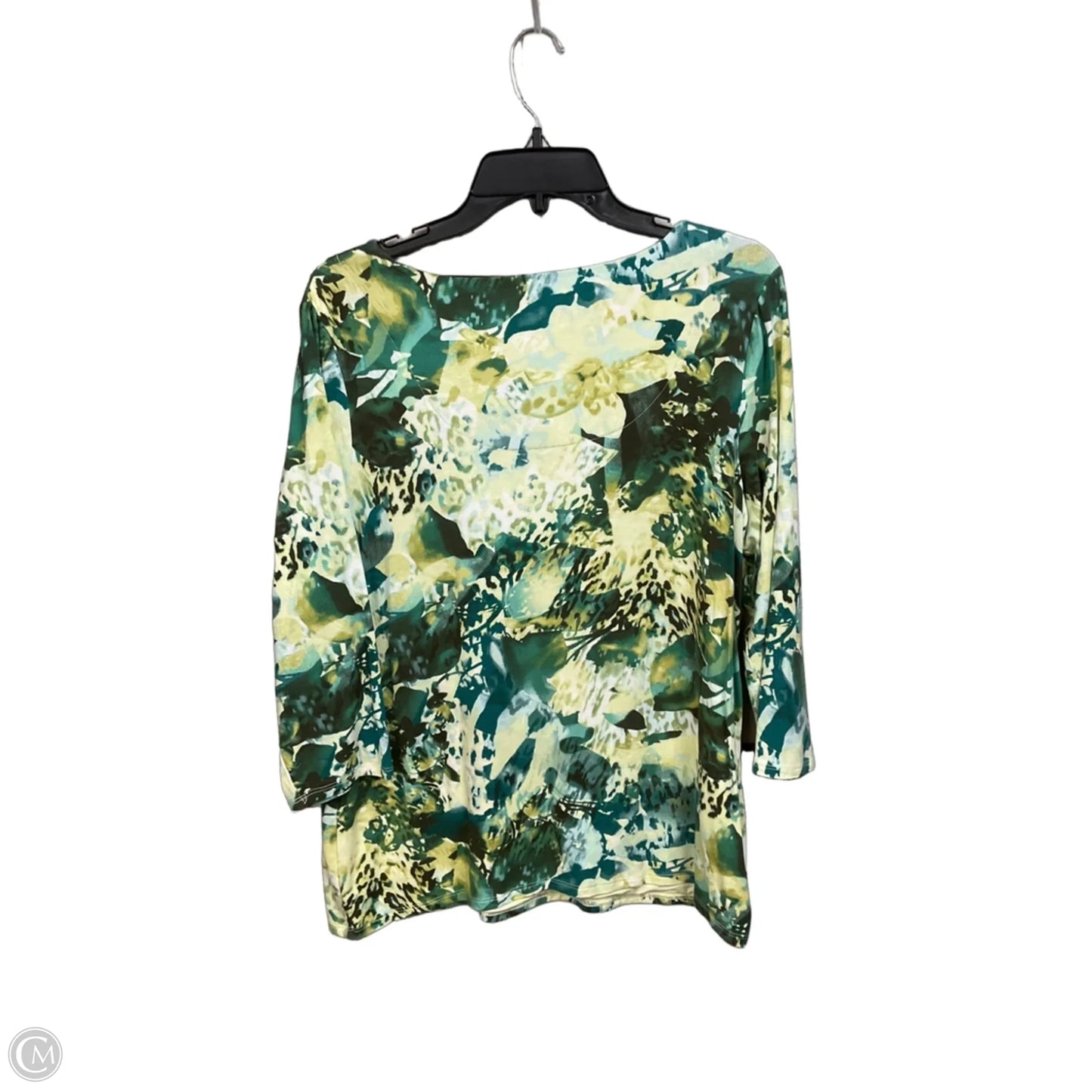Top 3/4 Sleeve By Chicos In Floral Print, Size: L