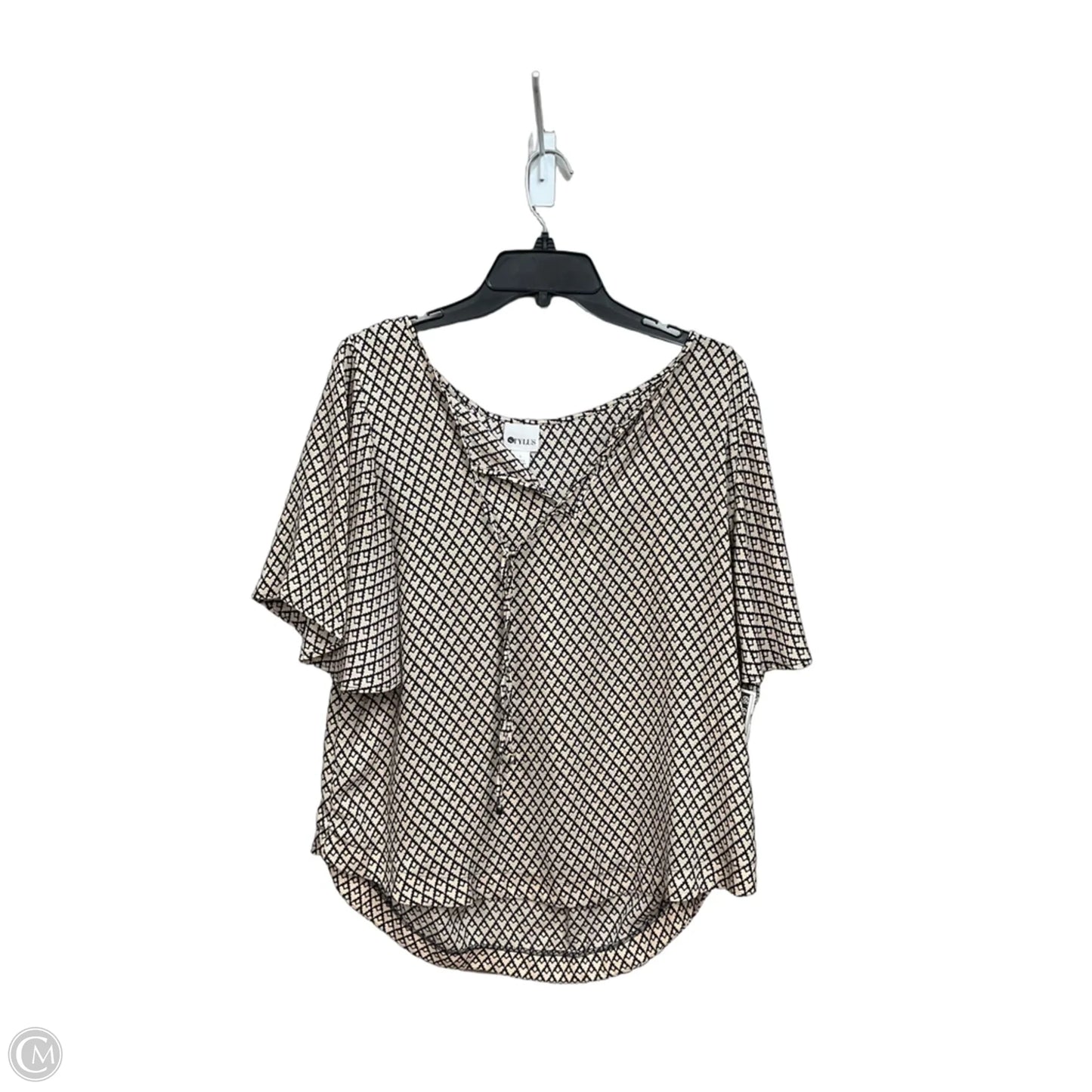 Top Short Sleeve By Stylus In Black & Tan, Size: L