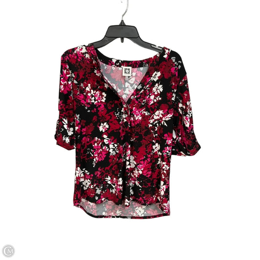 Top Short Sleeve By Anne Klein In Floral Print, Size: L