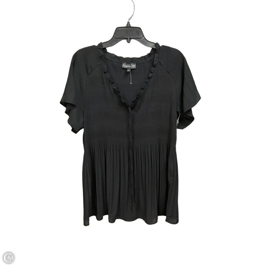 Top Short Sleeve By Harper In Black, Size: L