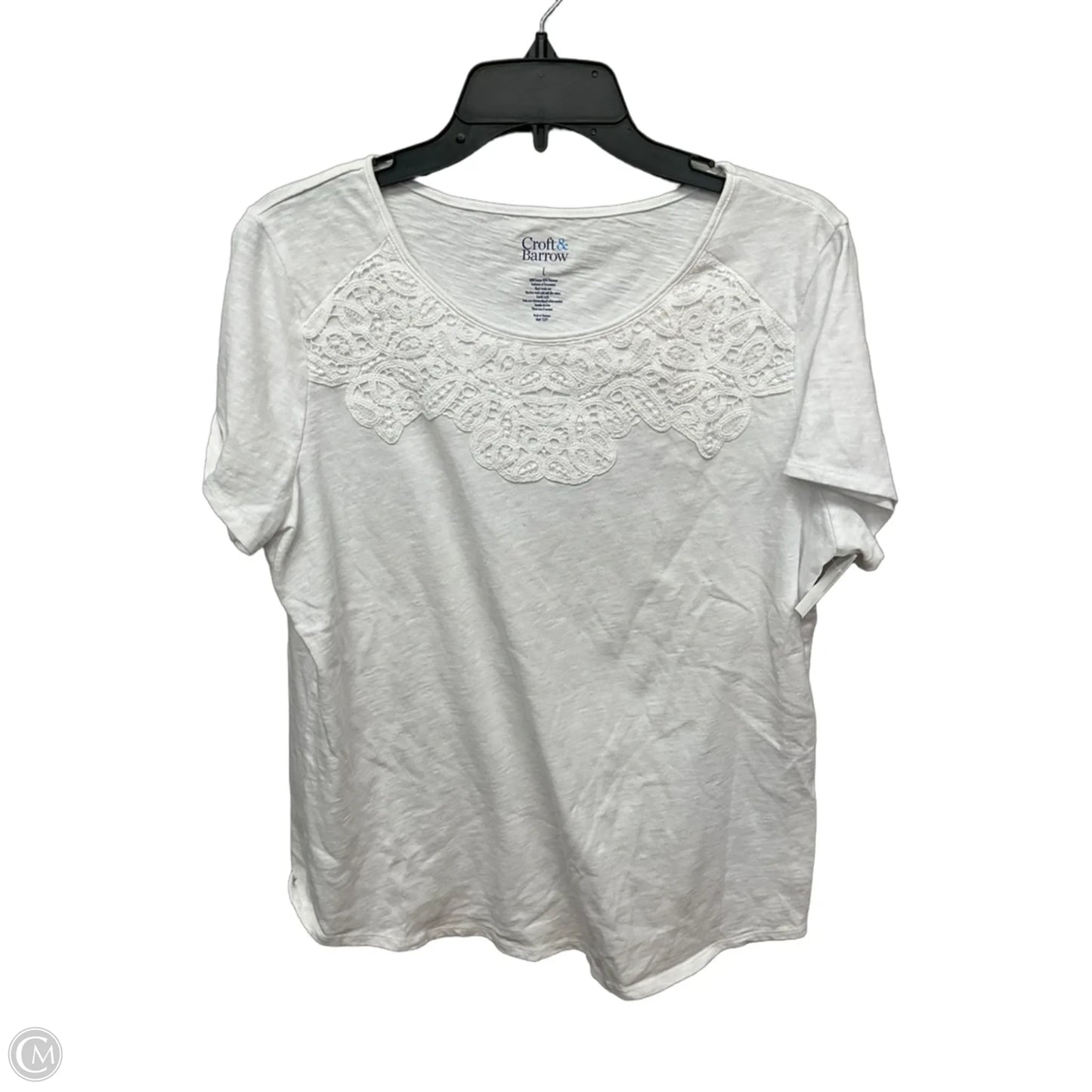 Top Short Sleeve By Croft And Barrow In White, Size: L