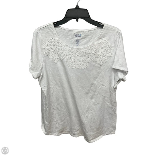 Top Short Sleeve By Croft And Barrow In White, Size: L