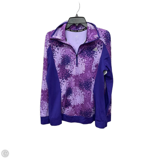 Athletic Top Long Sleeve Collar By Adidas In Purple, Size: Xl