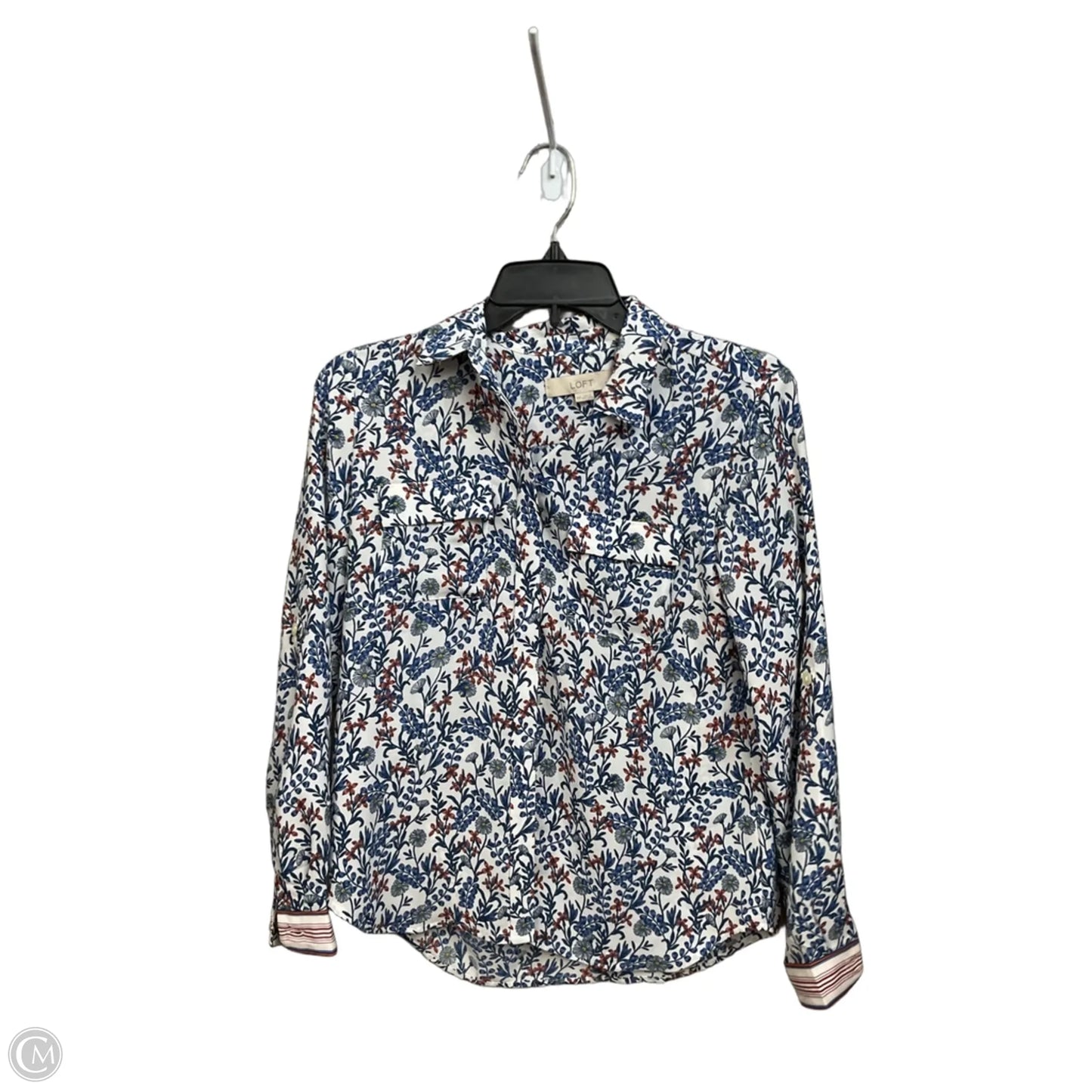 Blouse Long Sleeve By Loft In Floral Print, Size: Xsp