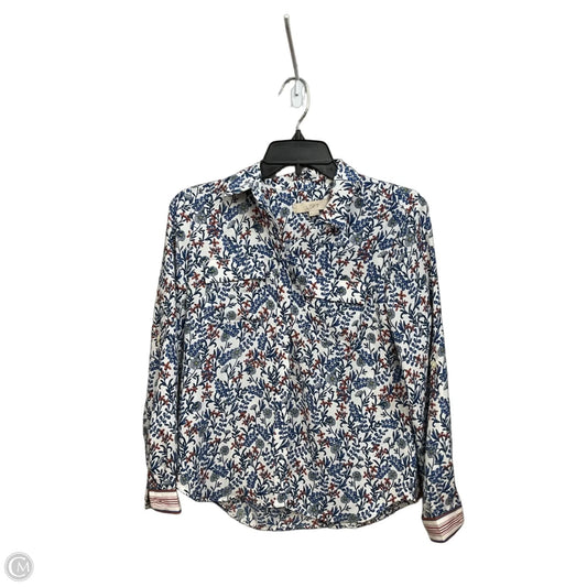 Blouse Long Sleeve By Loft In Floral Print, Size: Xsp