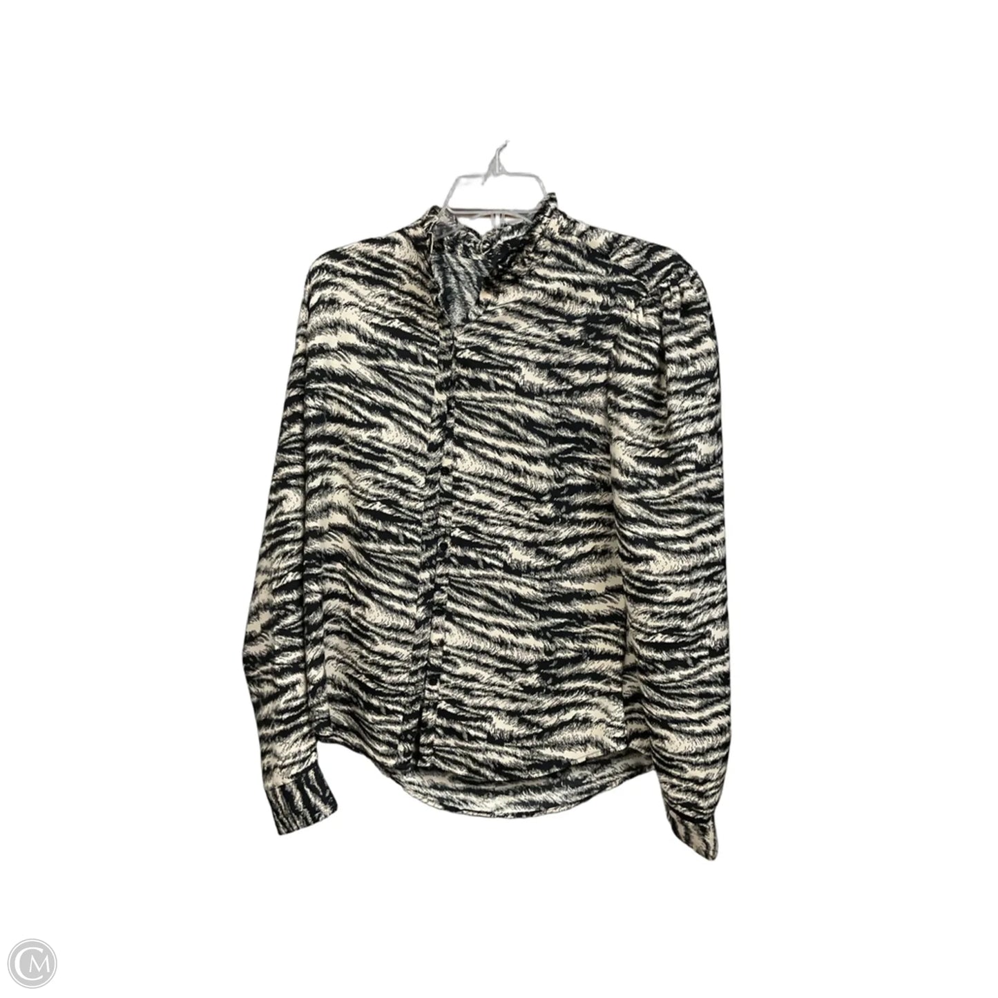 Blouse Long Sleeve By Express In Zebra Print, Size: S