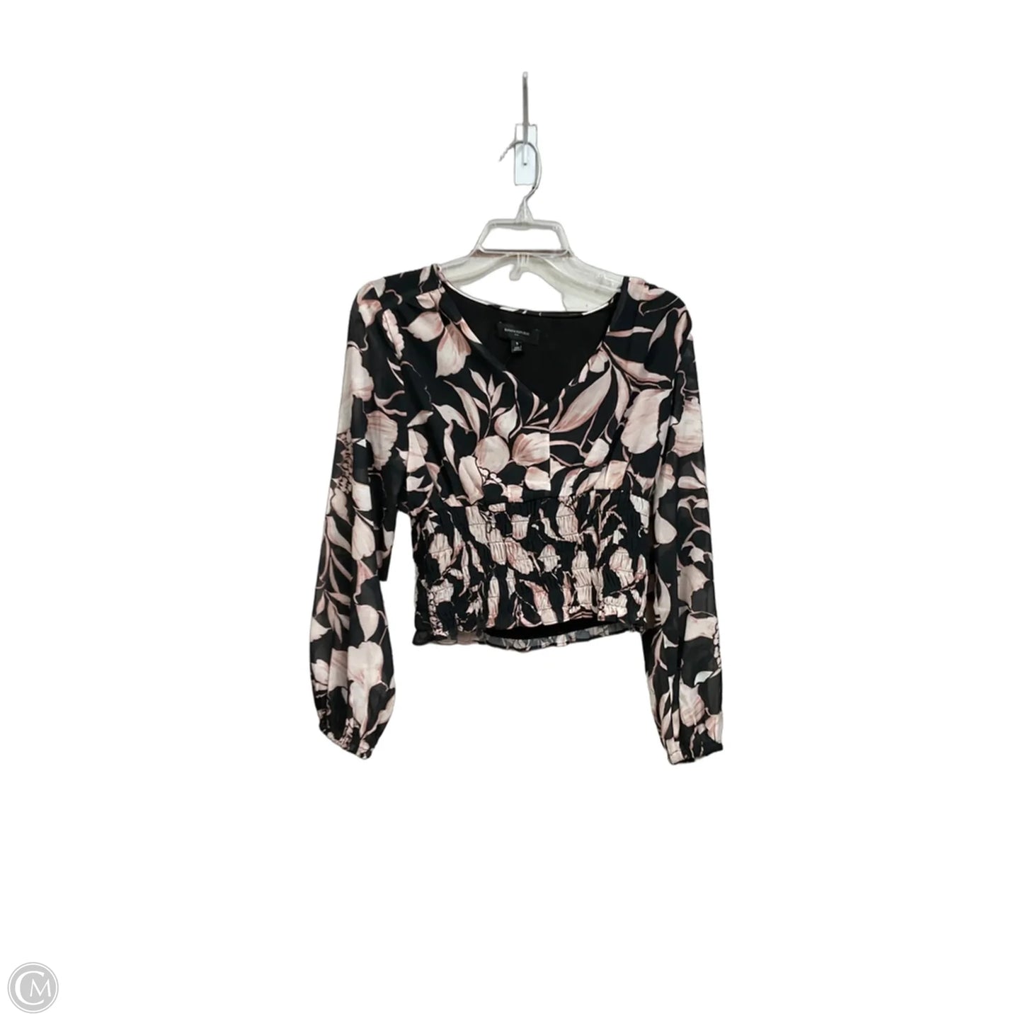 Top Long Sleeve By Banana Republic In Black & Pink, Size: S